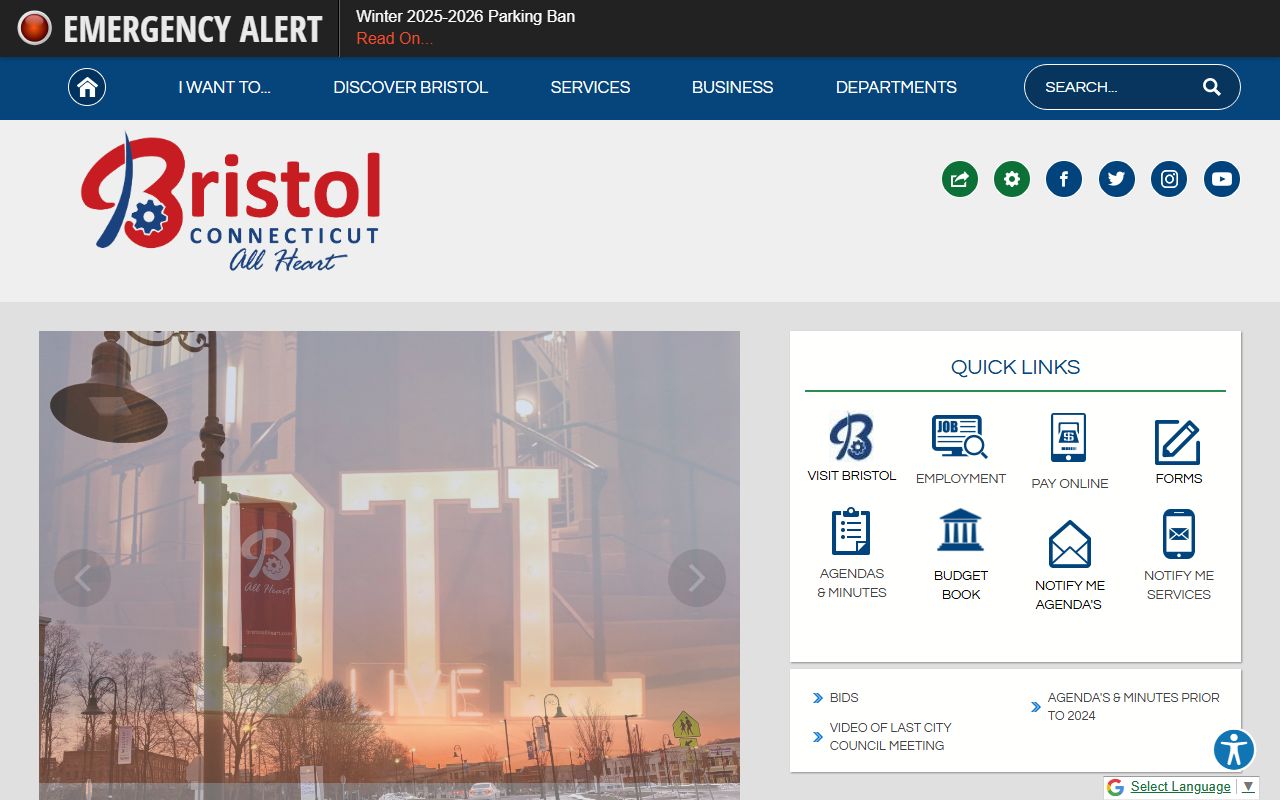 Bristol Connecticut city homepage