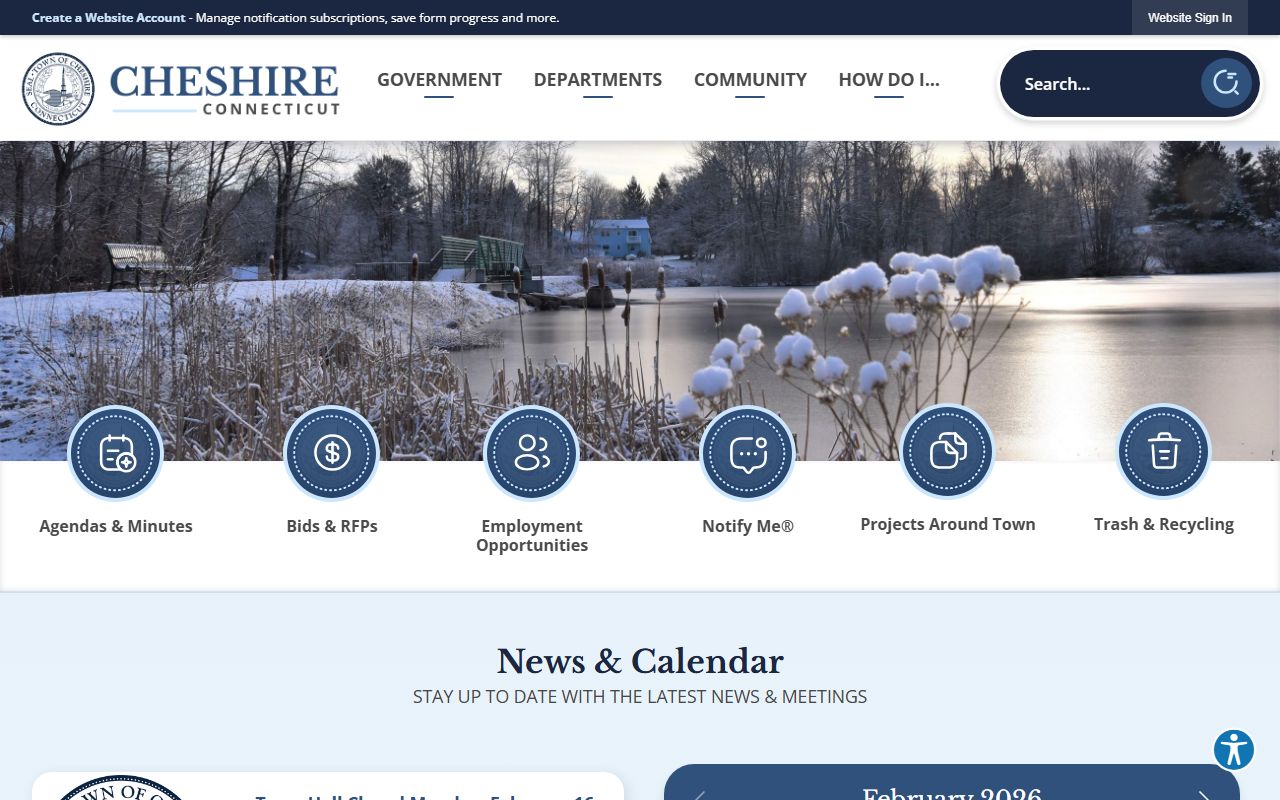 Cheshire Connecticut town homepage