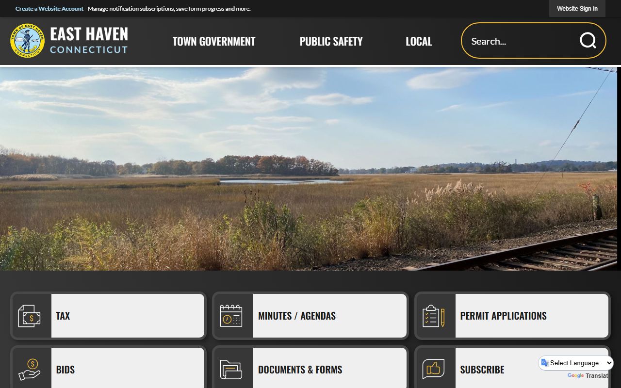 East Haven town website homepage for accessing municipal resources