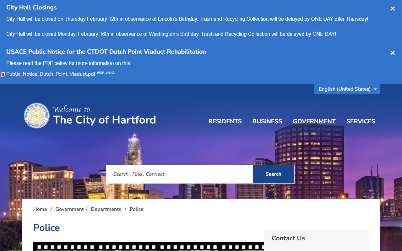 Hartford Police Department homepage