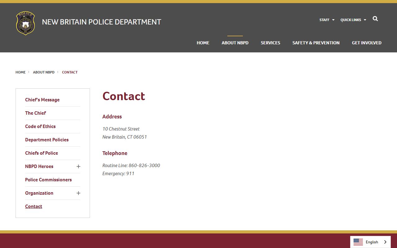 Contact New Britain Police Department for records assistance