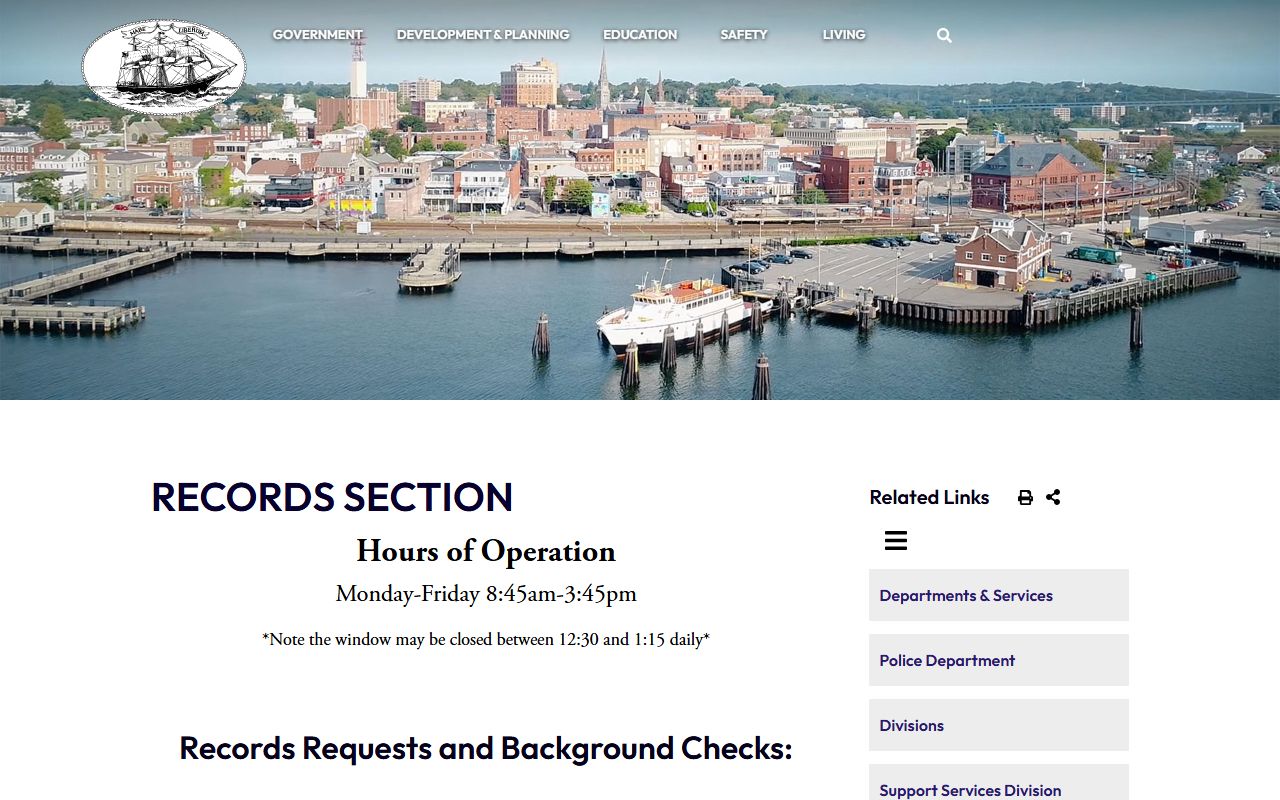 New London Police Records Section for obtaining arrest records and reports