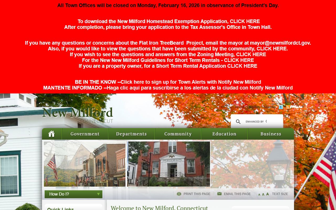 New Milford Connecticut town homepage