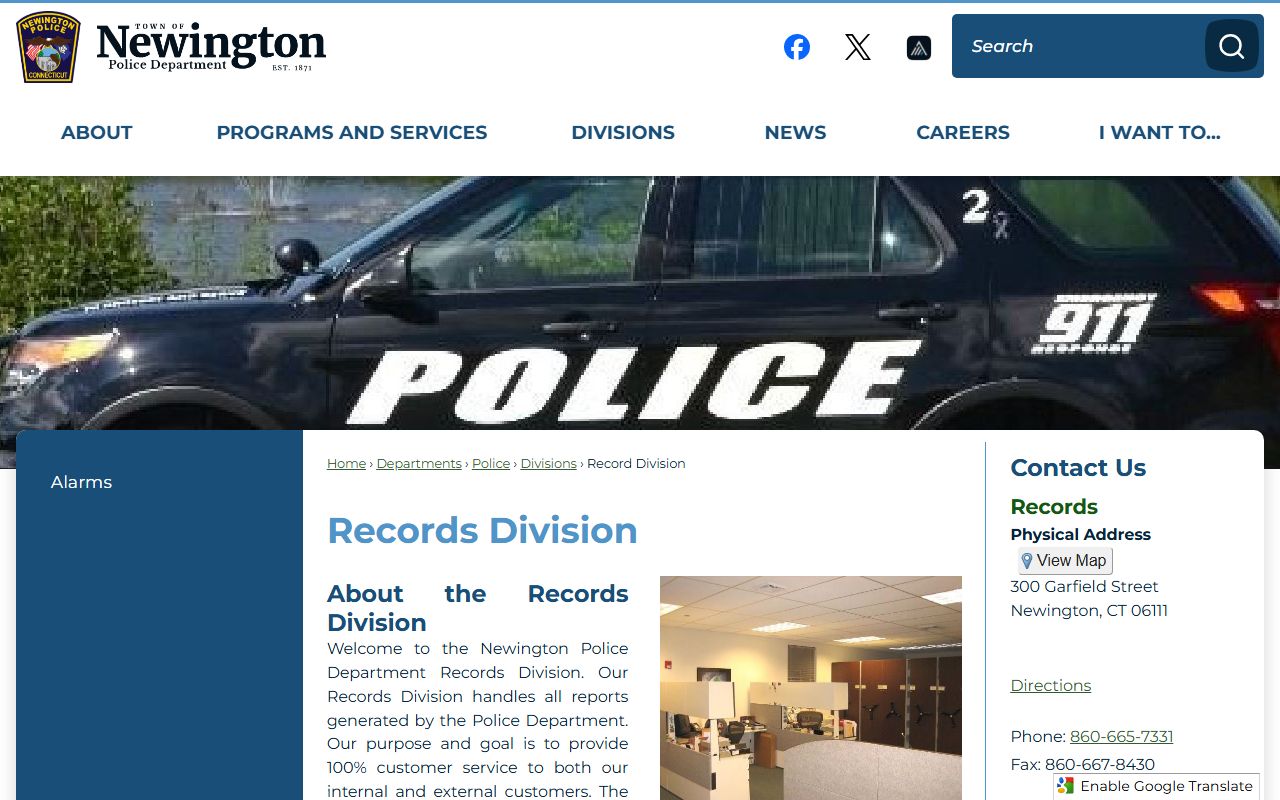 Newington Police Records Division