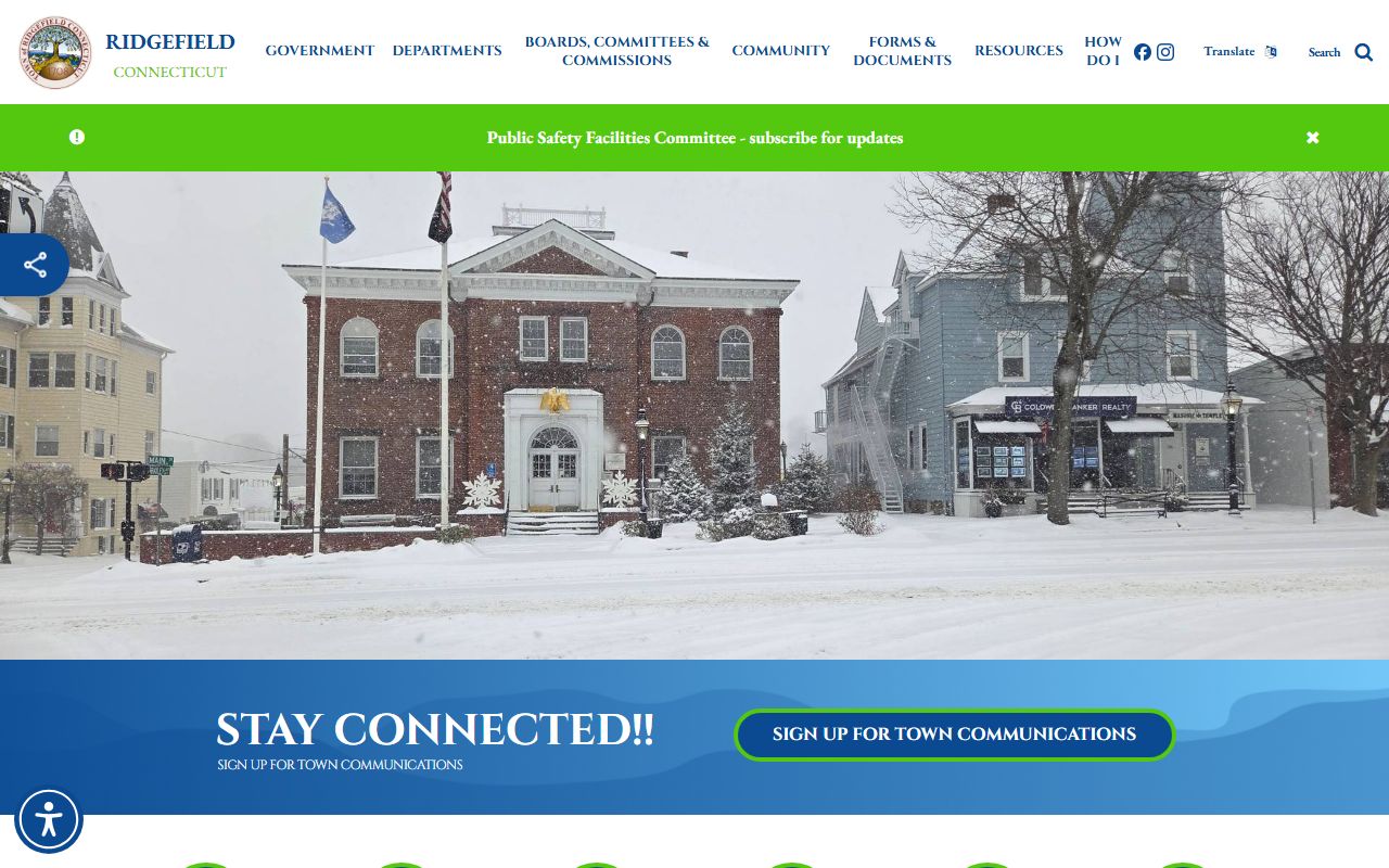 Ridgefield town homepage for police department information and public records access