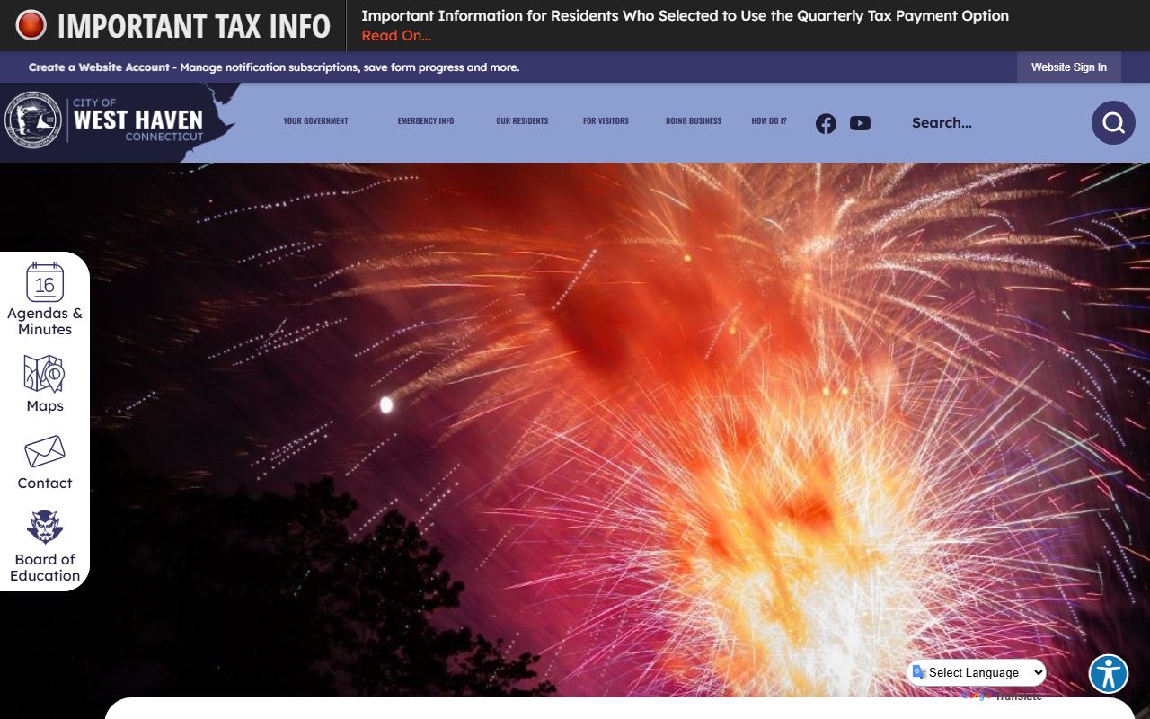 West Haven city homepage providing information about police services and public records